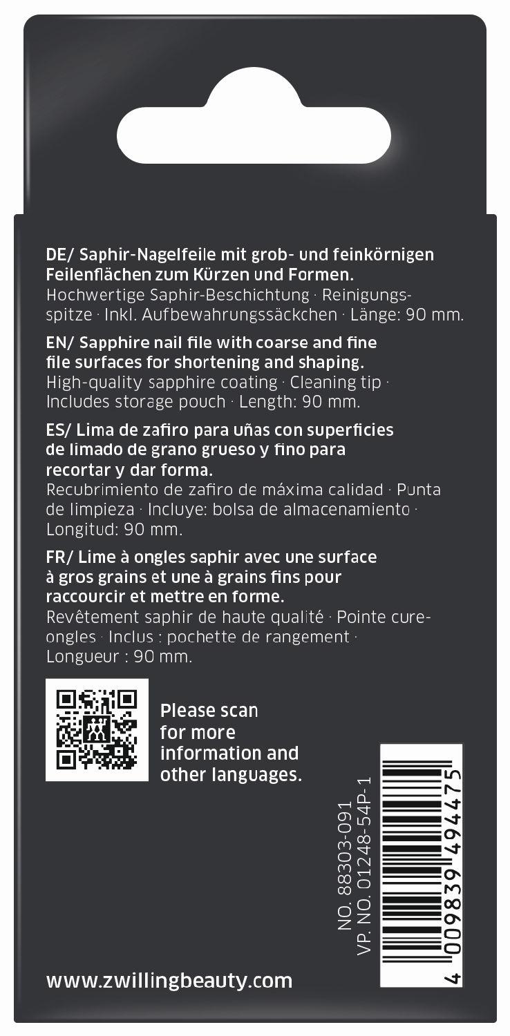 Safírový pilník Classic Inox, bílý, 9 cm