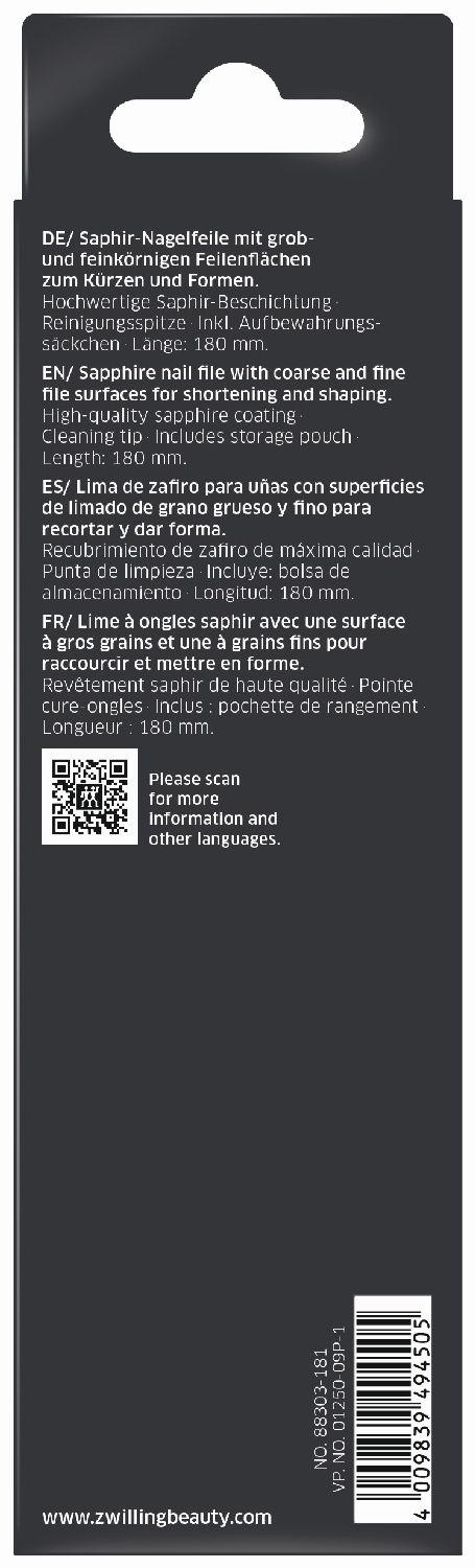 Safírový pilník Classic Inox, 18 cm, bílý