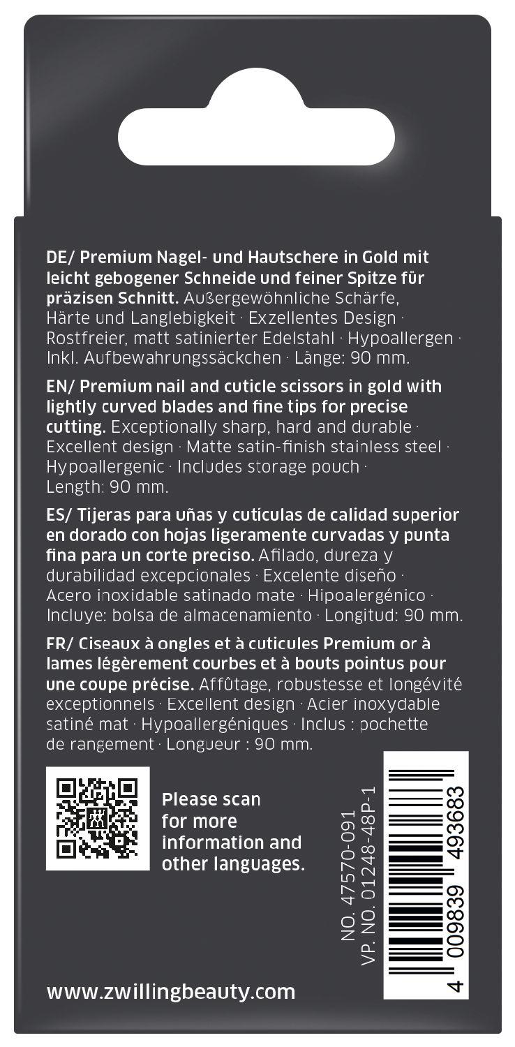 Nůžky na nehty a kůžičku Premium Gold, zlaté