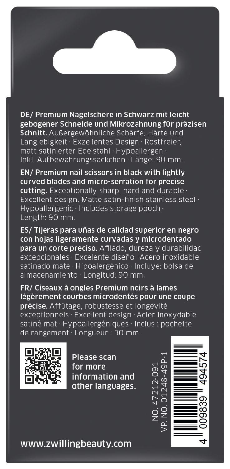 Nůžky na nehty Premium Black, černé