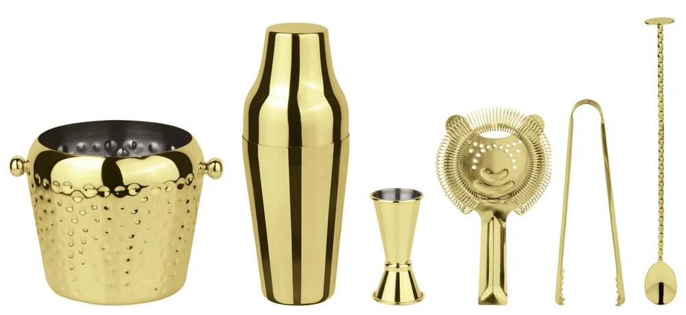 Set na přípravu koktejlů, 6ks, zlatá