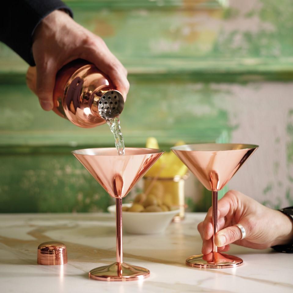 Set na přípravu koktejlů Martini, 3ks, měděná