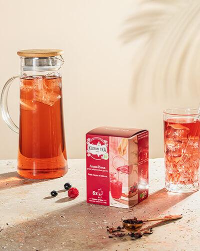 Skleněná karafa se sítkem na ledový čaj a s bambusovým víčkem, 1,2 l