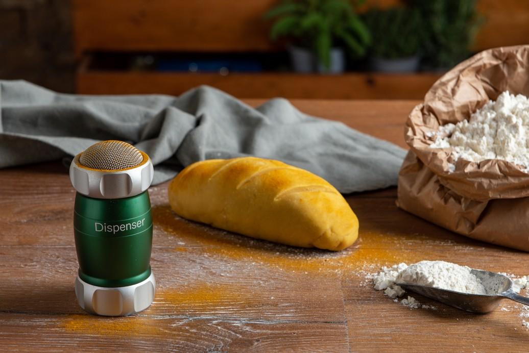 Moučenka/cukřenka na moučkový cukr Dispenser, 16 cm, stříbrná