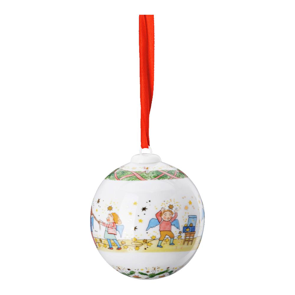 Porcelánová ozdoba na stromeček Koule, Vánoční světýlka, Ø 6 cm