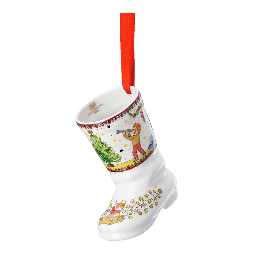 Porcelánová ozdoba na stromeček Bota, Vánoční světýlka, 7,5 cm