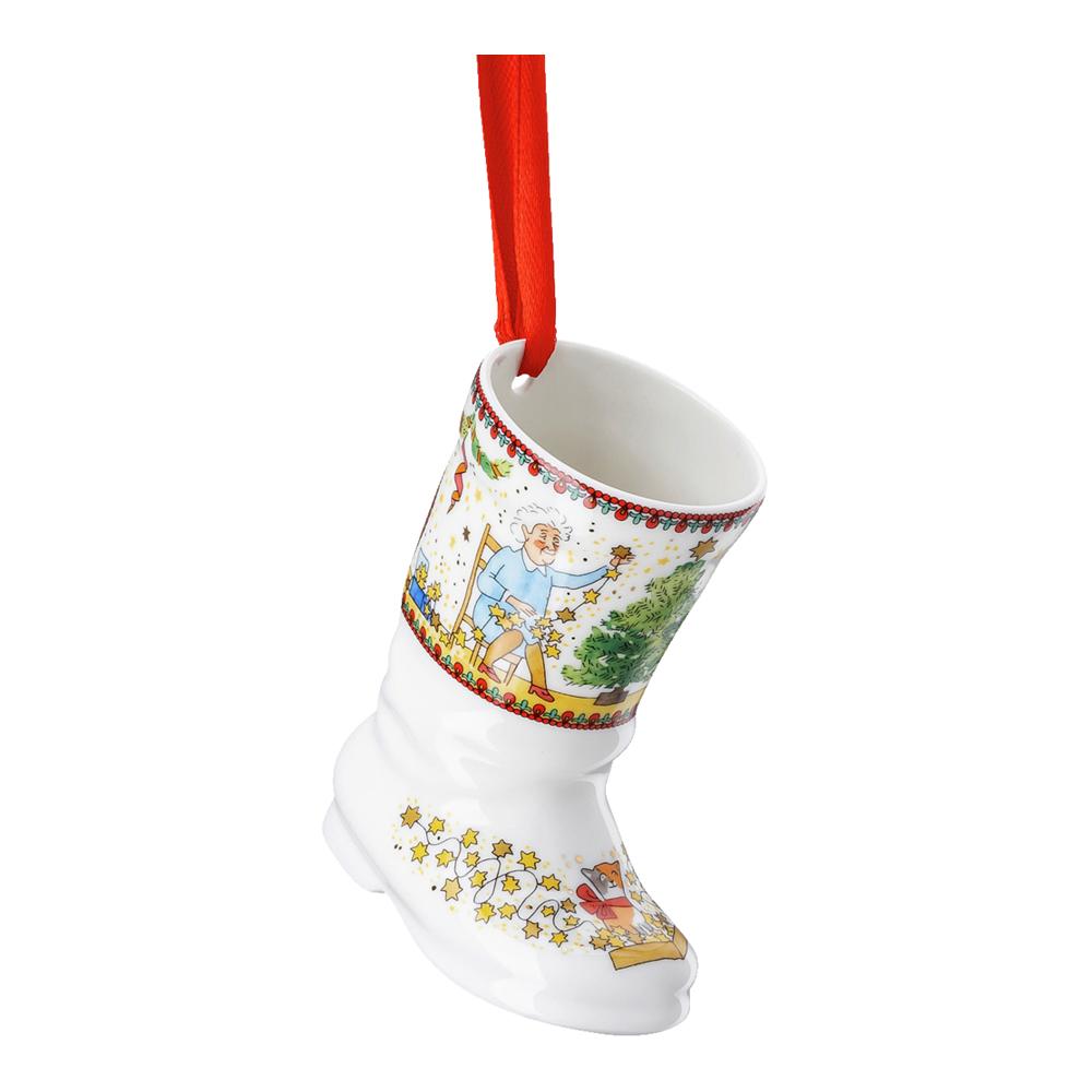 Porcelánová ozdoba na stromeček Bota, Vánoční světýlka, 7,5 cm