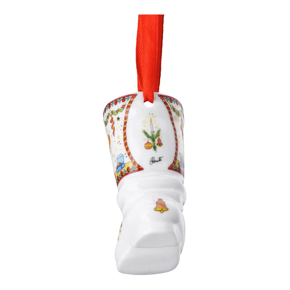 Porcelánová ozdoba na stromeček Bota, Vánoční světýlka, 7,5 cm