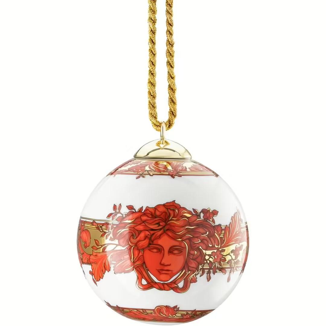Porcelánová vánoční koule Versace Medusa Garland, Ø 7,5 cm, červená