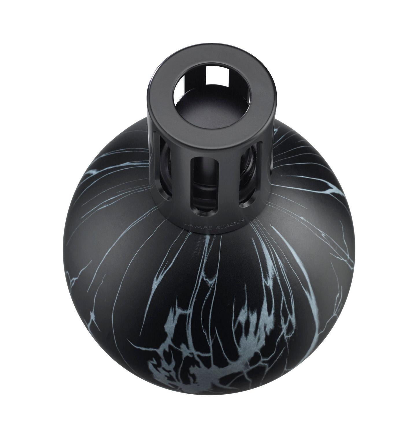 Skleněná katalytická lampa Marbrure, 413 ml, černá