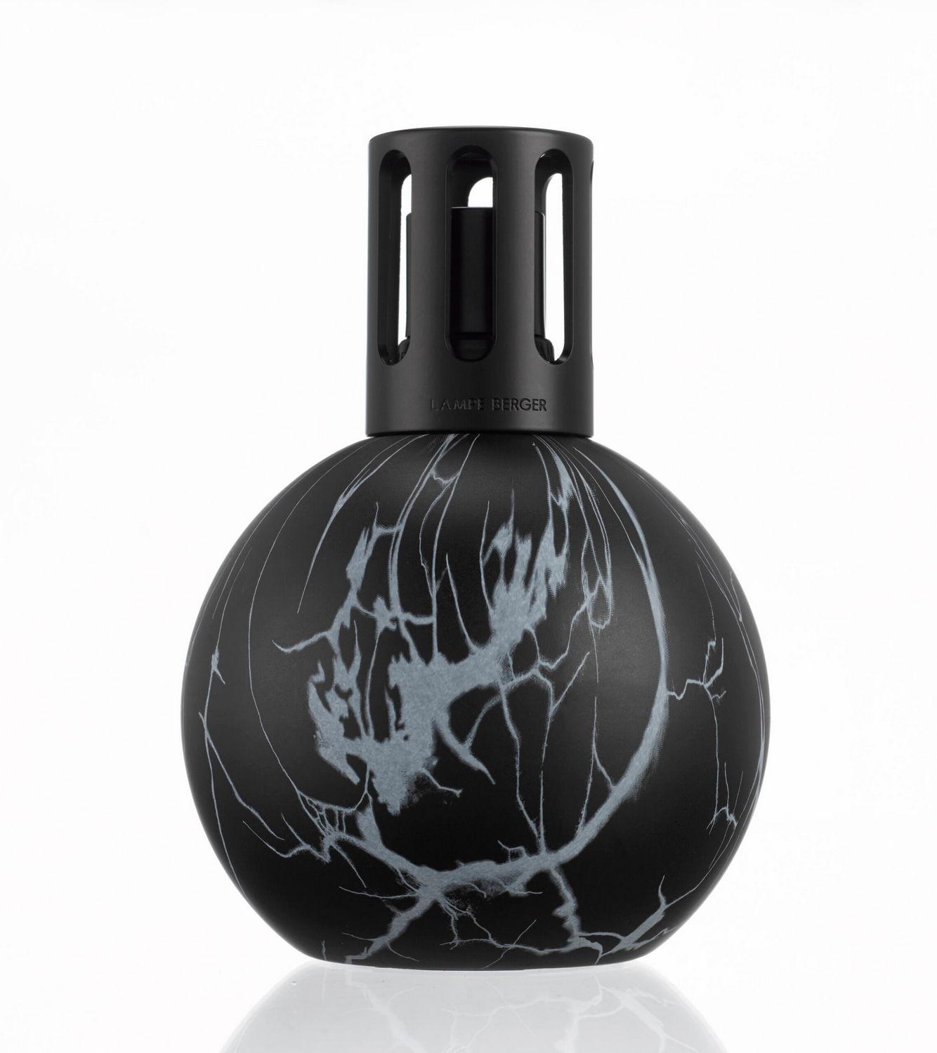 Skleněná katalytická lampa Marbrure, 413 ml, černá