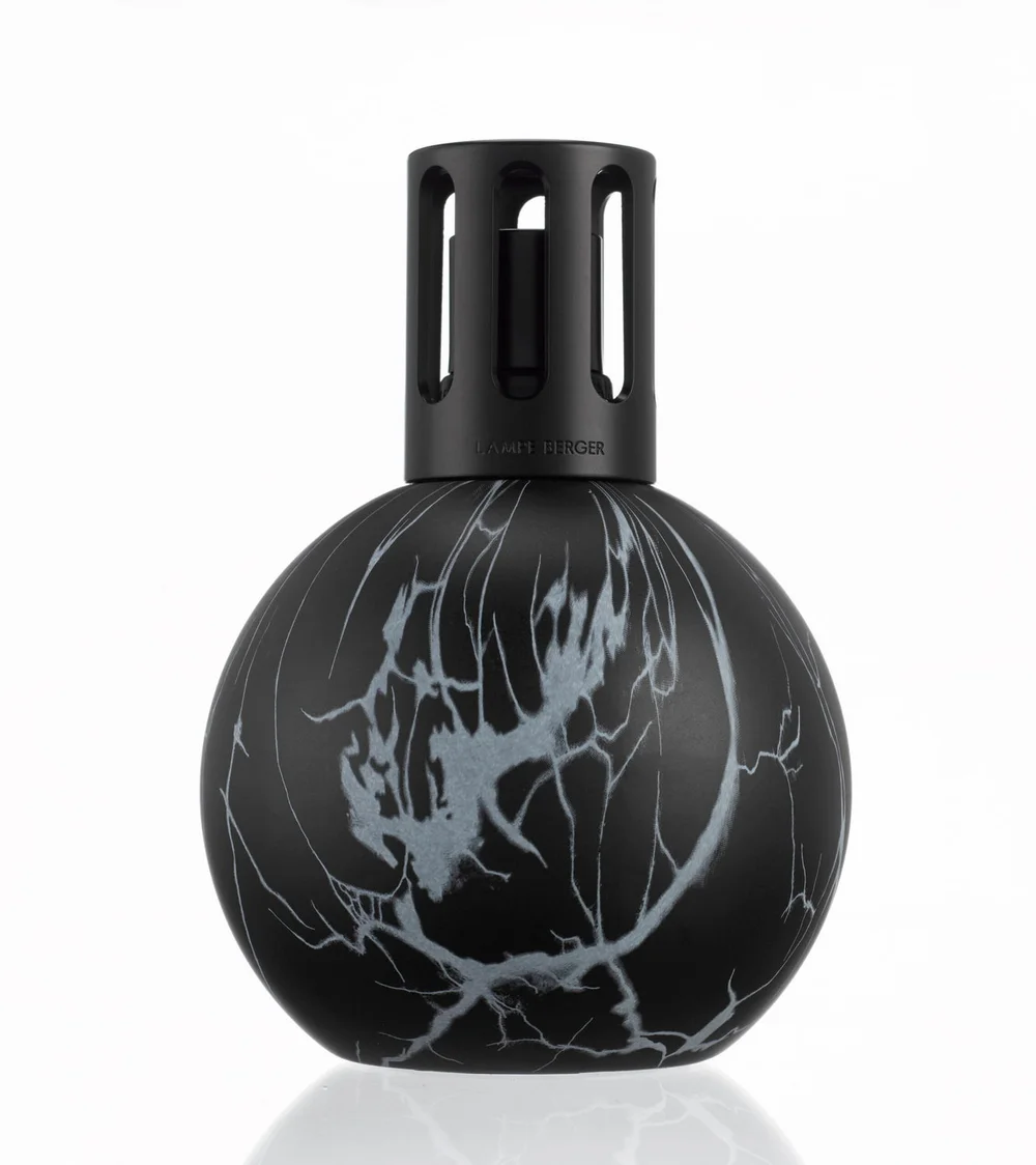 Skleněná katalytická lampa Marbrure, 413 ml, černá