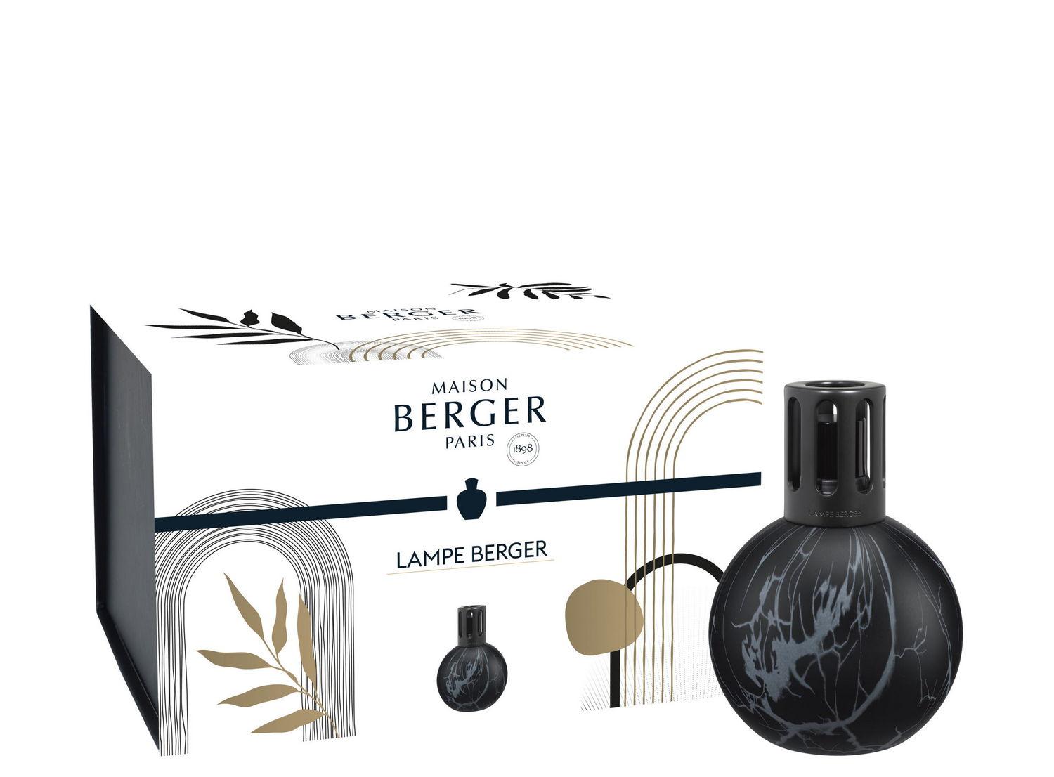 Skleněná katalytická lampa Marbrure, 413 ml, černá