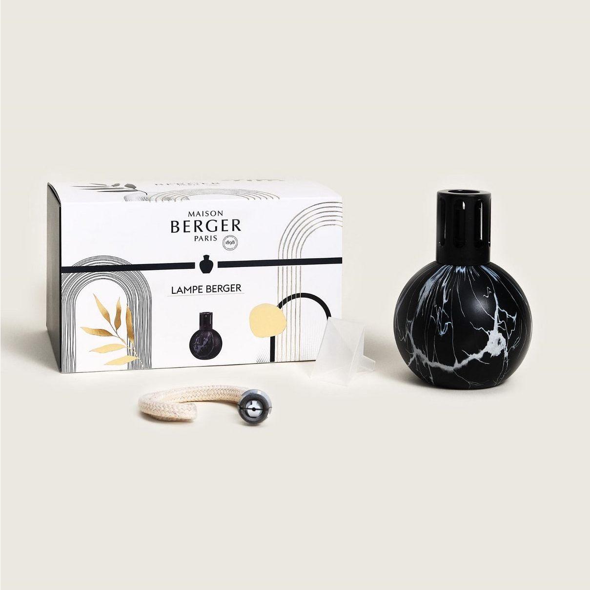 Skleněná katalytická lampa Marbrure, 413 ml, černá