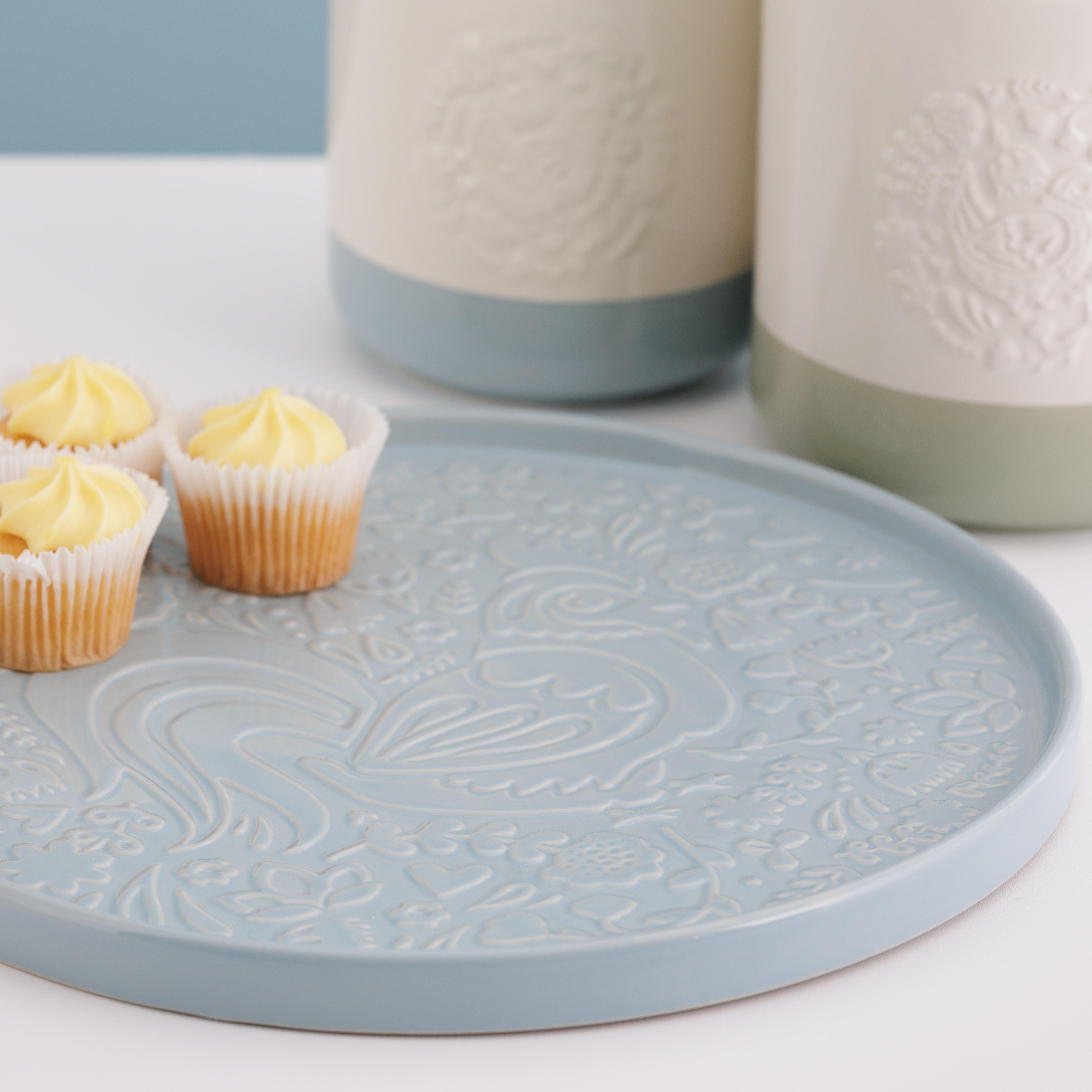 Servírovací talíř Home To Roost, Ø 30 cm, světle modrá