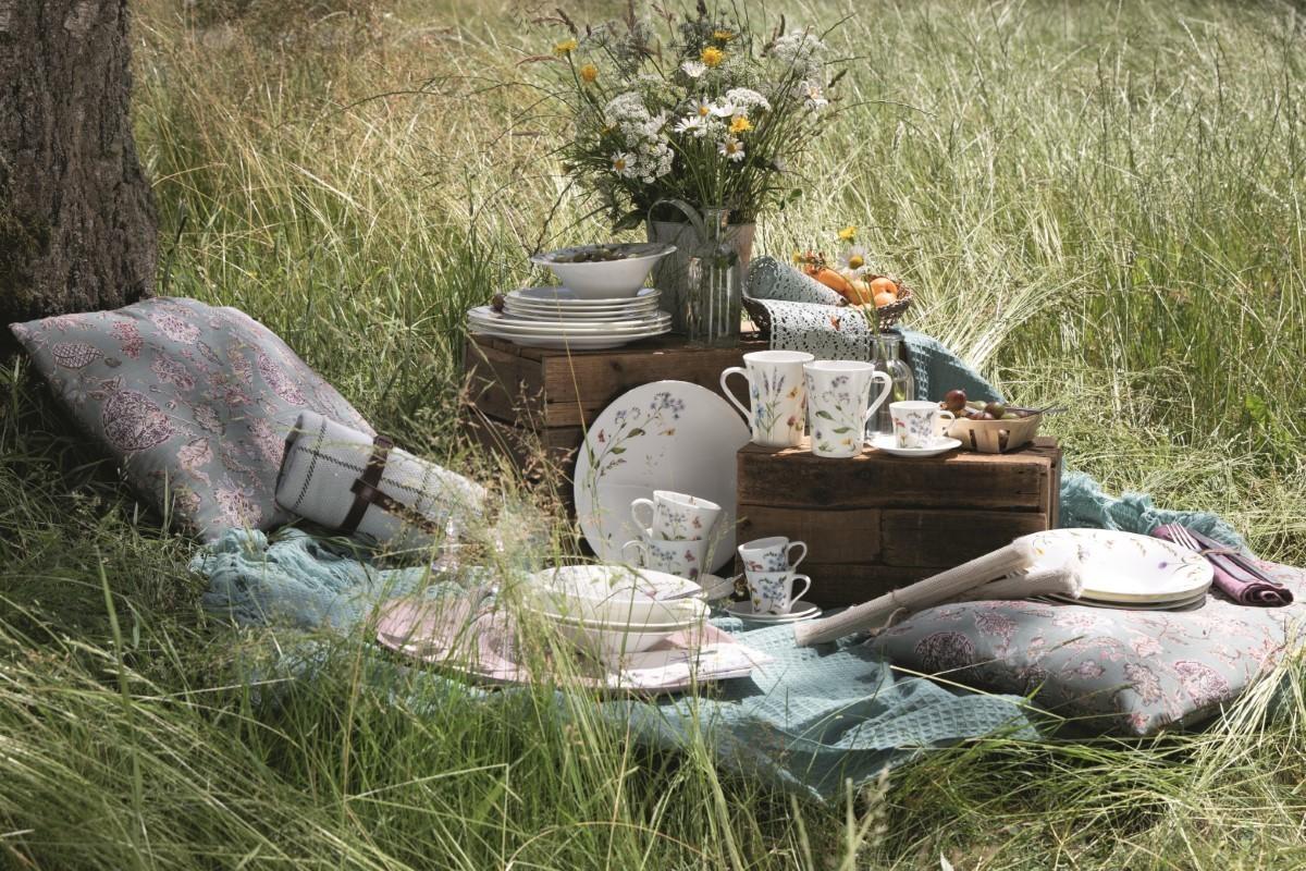 Sada porcelánu Nora Spring Vibes s kombi šálkem, 12 ks