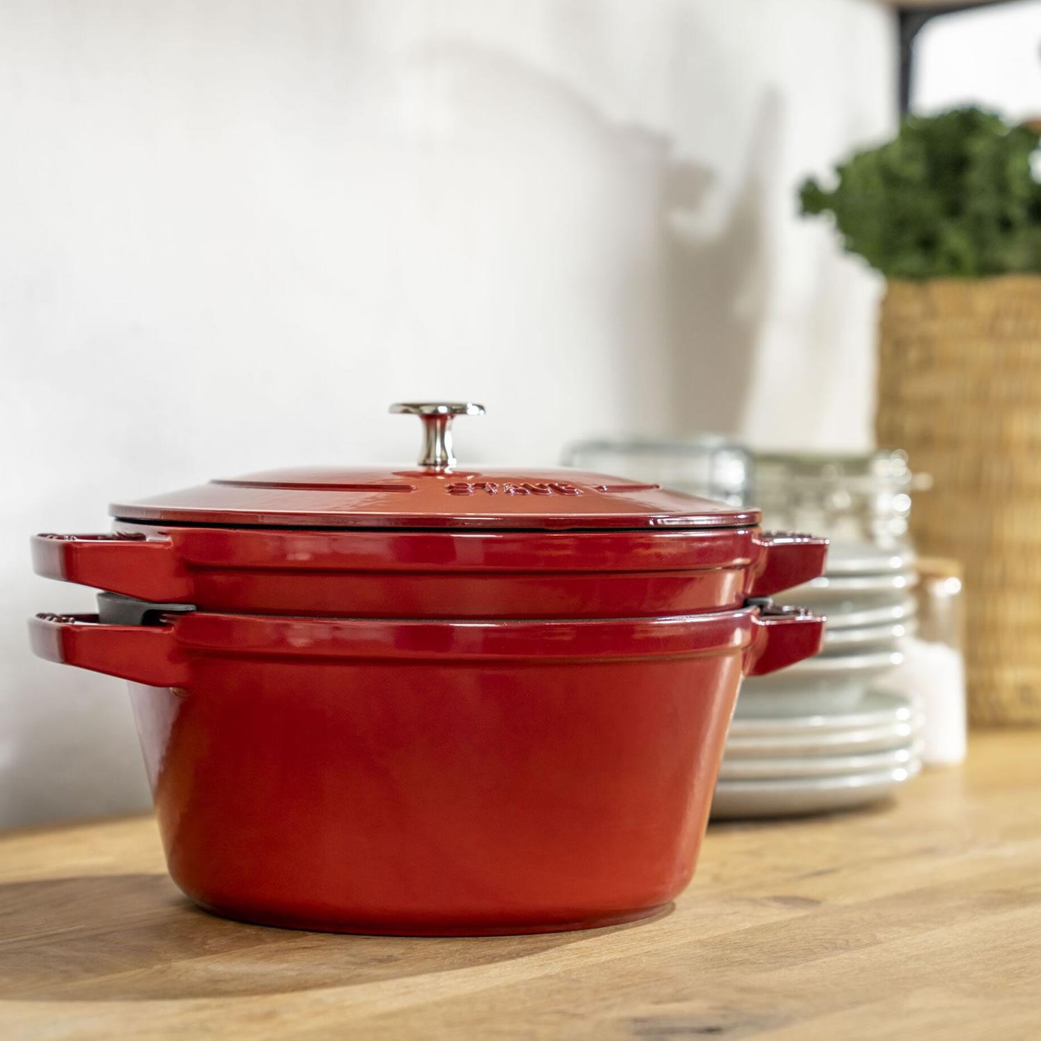 Sada 2v1: litinový hrnec a pánev s poklicí, Ø 24 cm, černá