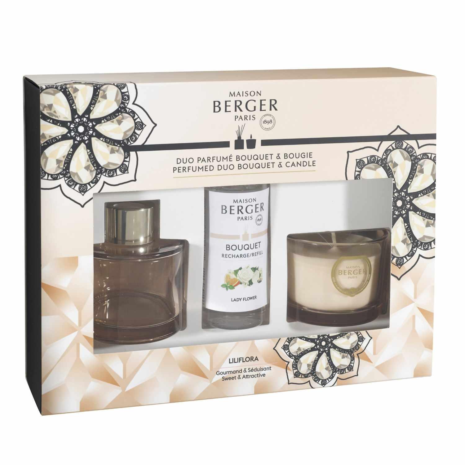 Dárková sada Duo Mini Eternity: aroma difuzér s náplní 80 ml + svíčka 80 g, Lady Flower