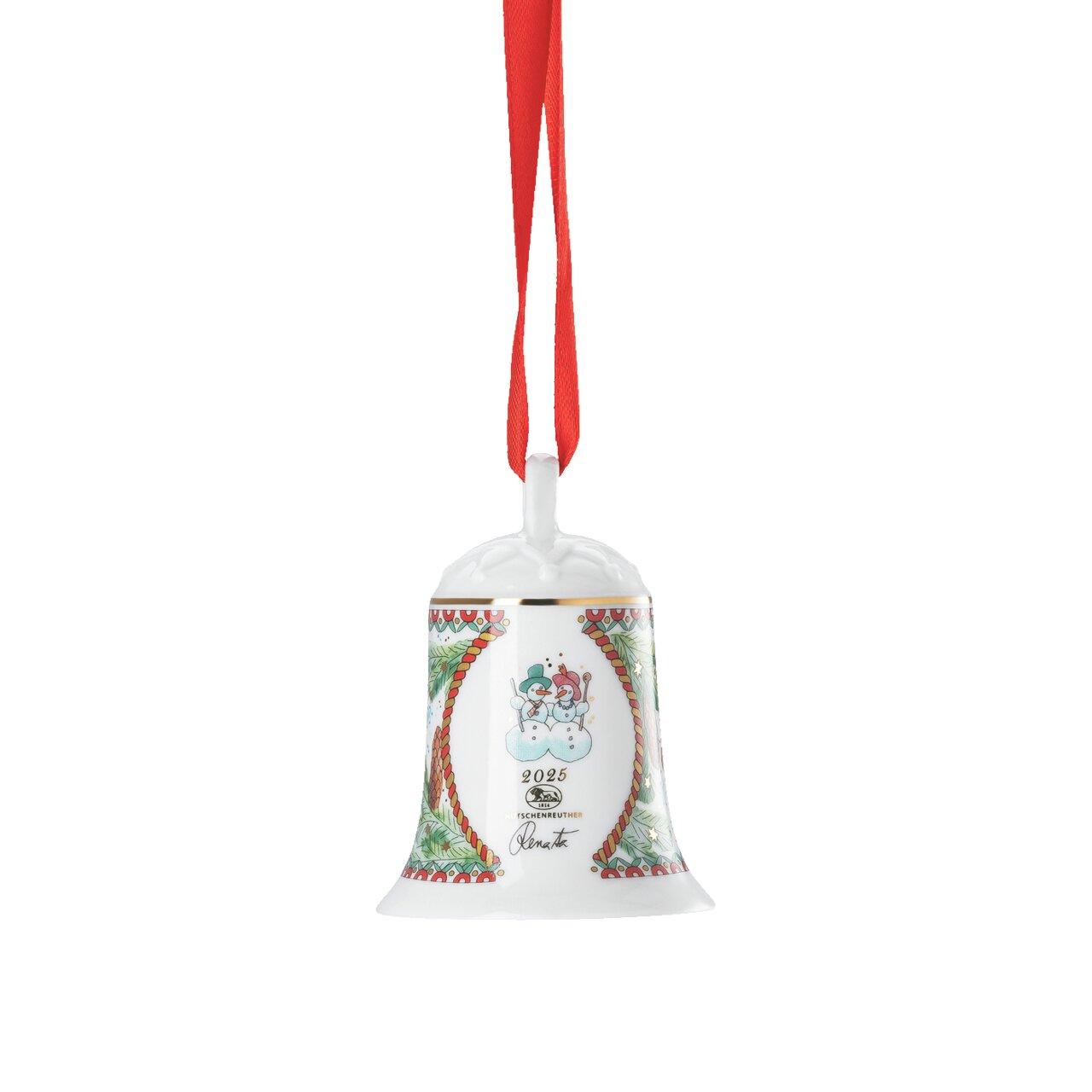 Porcelánová ozdoba na stromeček Zvonek, Vánoční radovánky, 7 cm