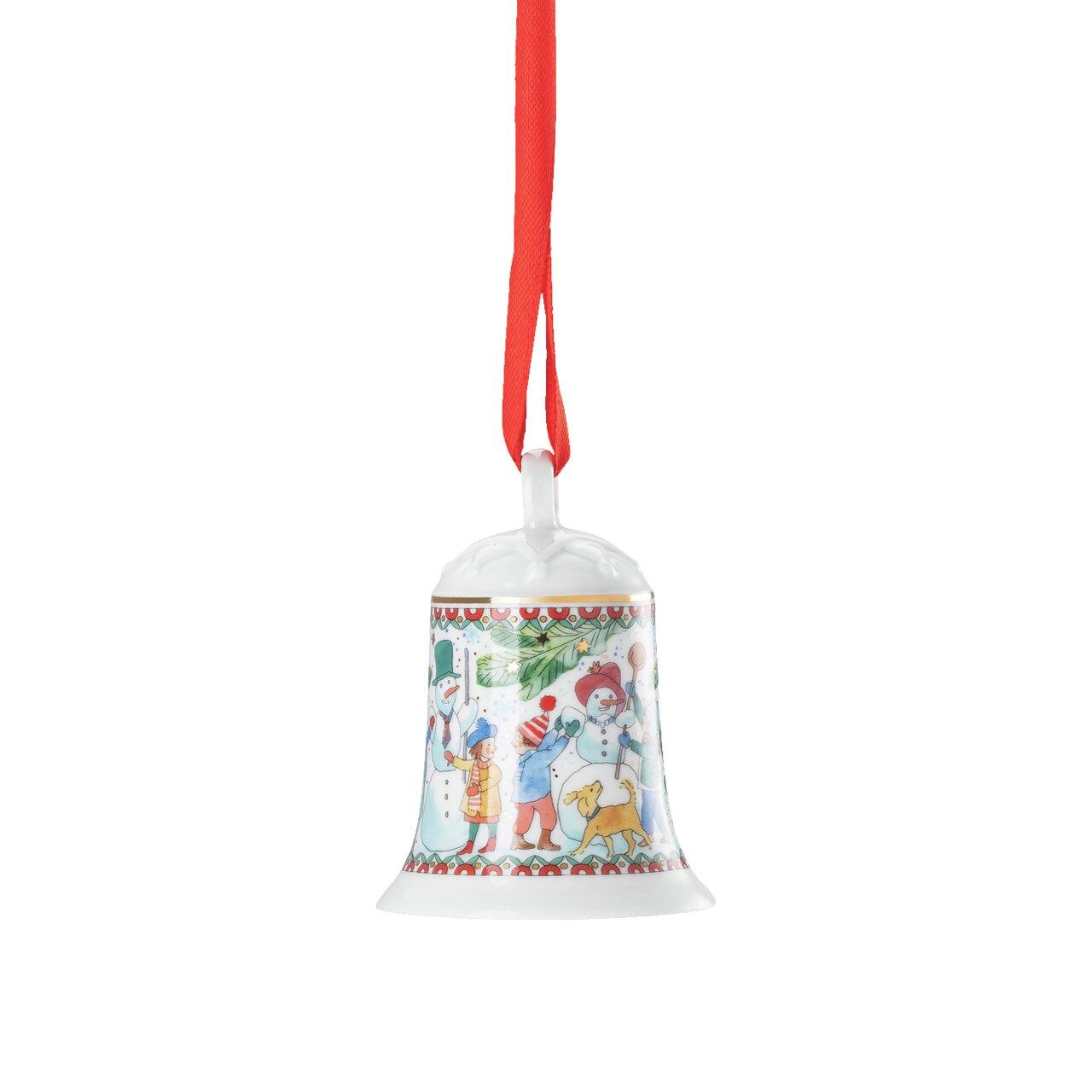 Porcelánová ozdoba na stromeček Zvonek, Vánoční radovánky, 7 cm