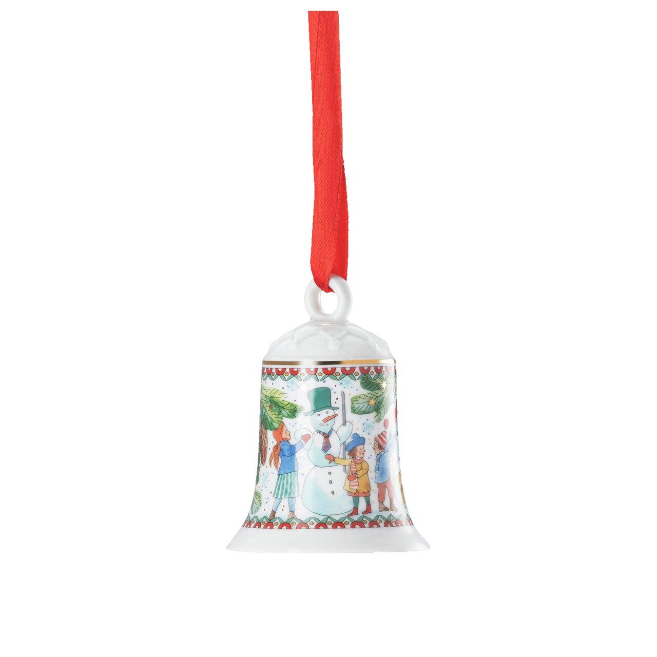 Porcelánová ozdoba Vločka, motiv Chlapec, Vánoční radovánky, Ø 8 cm