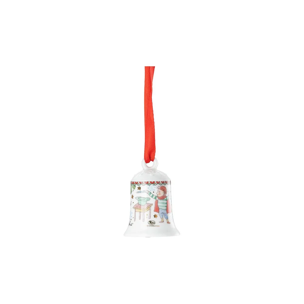 Porcelánový mini zvonek, motiv Kouzelník, Vánoční radovánky, 5 cm