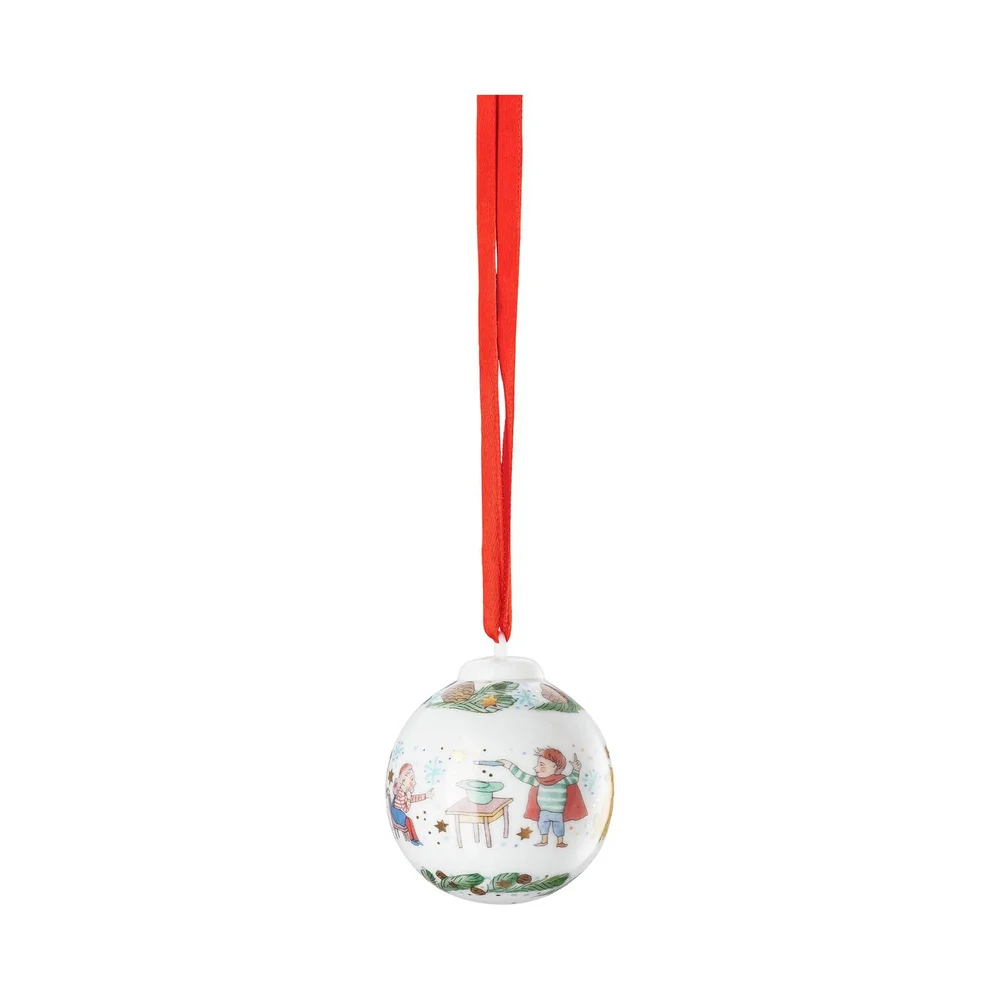 Porcelánová mini koule, motiv Herní dýchánek, Vánoční radovánky, Ø 5 cm