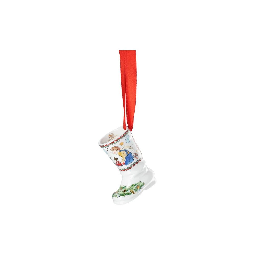 Porcelánová mini bota, motiv Autíčka, Vánoční radovánky, 7 cm