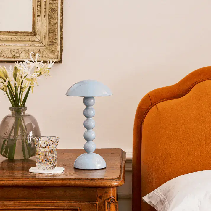 Bezdrátová dobíjecí LED lampa Bobbine, 30 cm, světle modrá