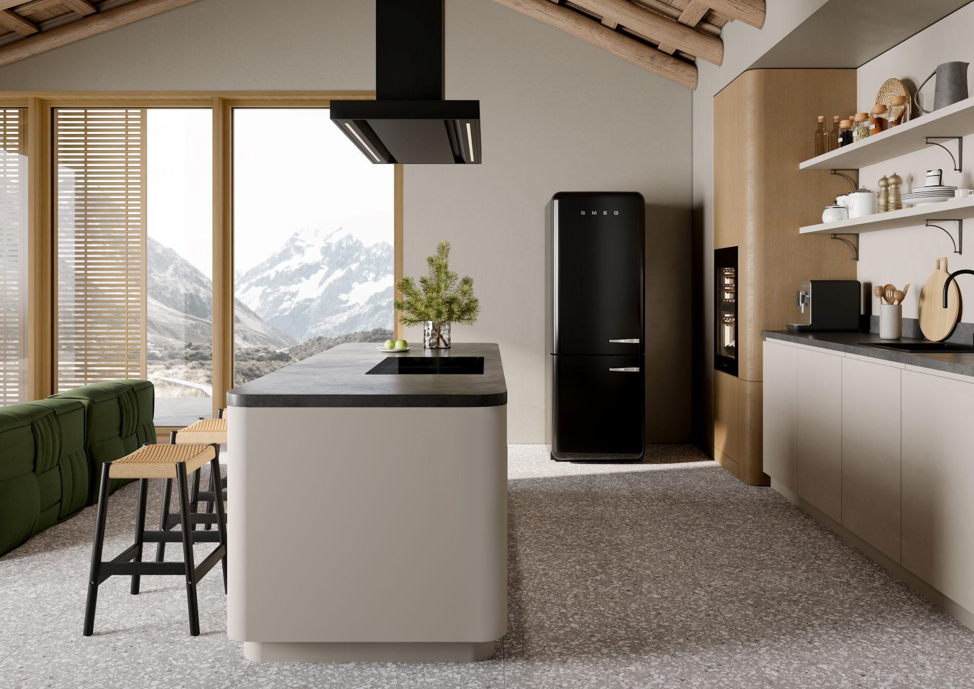 Kombinovaná lednice s mrazákem dole, FAB38L, 344l/137l, levé otvírání, 205x70 cm, krémová 