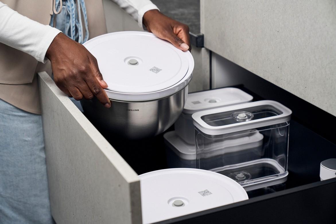 Sada vakuovacích nerezových mís s víčky Fresh & Save, Ø 12 / 18 / 24 cm, 3 ks