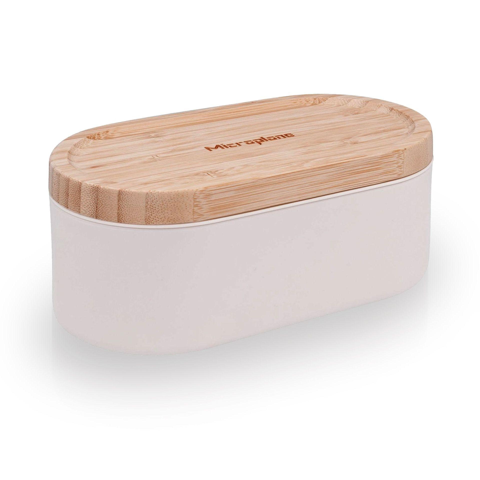 Jemné struhadlo se zásobníkem a 2 vyměnitelnými víčky, bambusové víčko