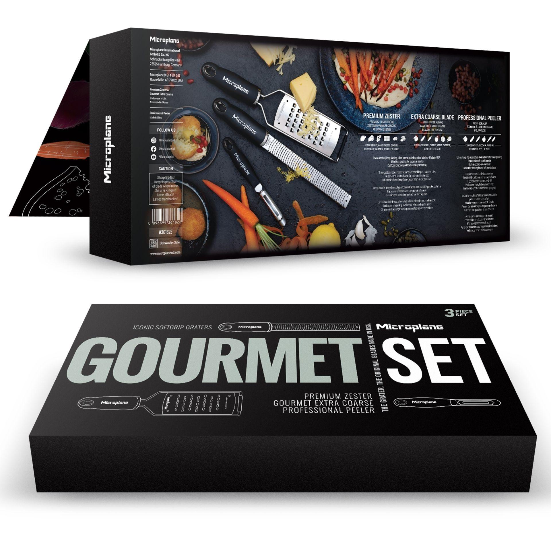 Microplane Gourmet set struhadel 2ks se škrabkou (46020+45008+48091), černá rukojeť