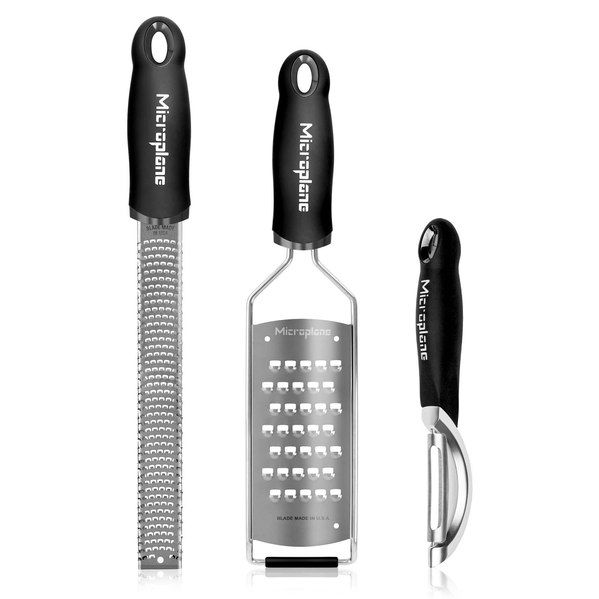 Microplane Gourmet set struhadel 2ks se škrabkou (46020+45008+48091), černá rukojeť