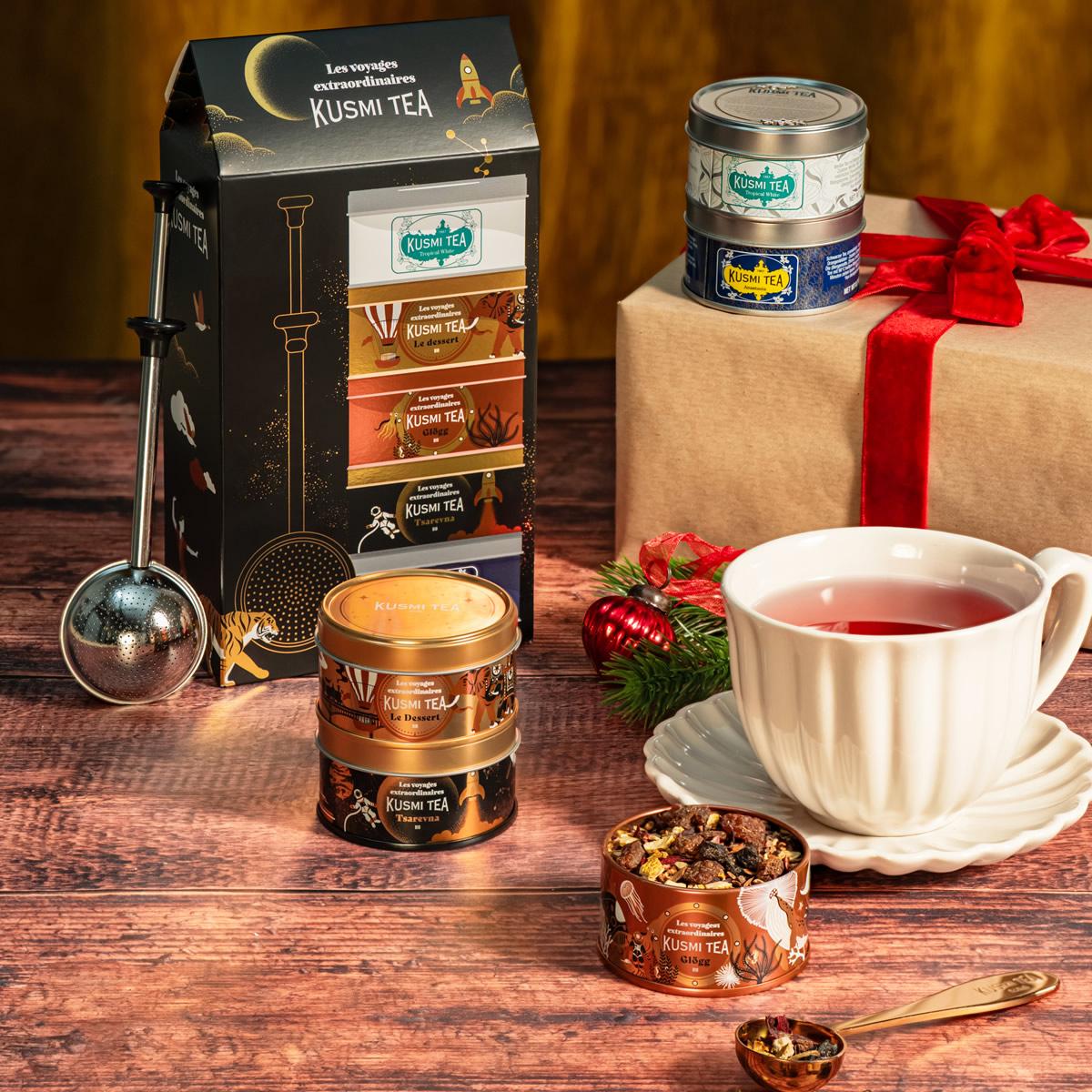 Dárkový vánoční set 2025, 5 čajových miniatur se sítkem, 101g