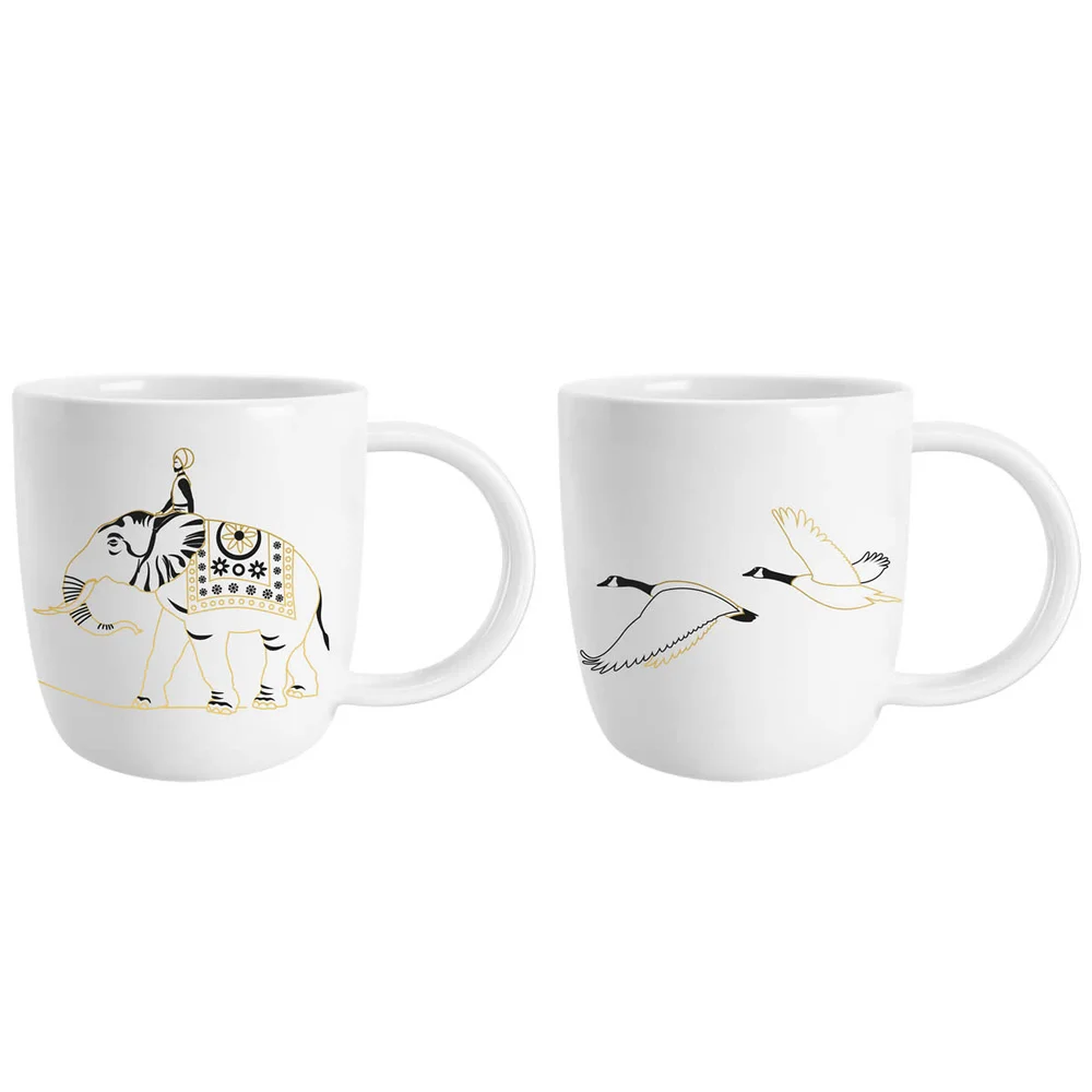 Dárkový vánoční set 2 hrnků 2025, motiv Cesta kolem světa za 80 dní