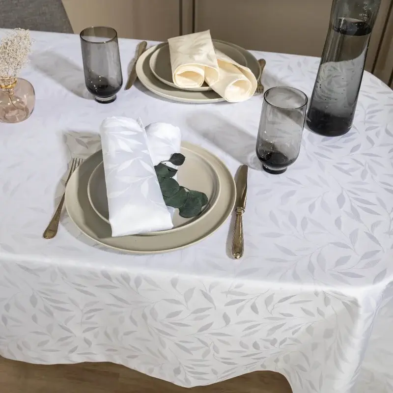 Damaškový ubrus Como, Ø 170 cm, white