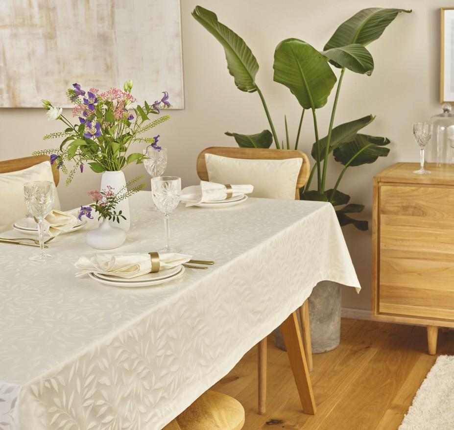 Damaškový běhoun na stůl Como, 50 x 140 cm, creme