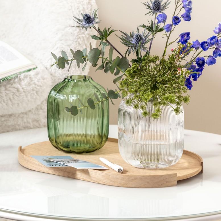 Skleněná váza Fleur, 19 cm, zelená