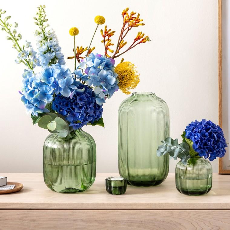 Skleněná váza Fleur, 28 cm, zelená