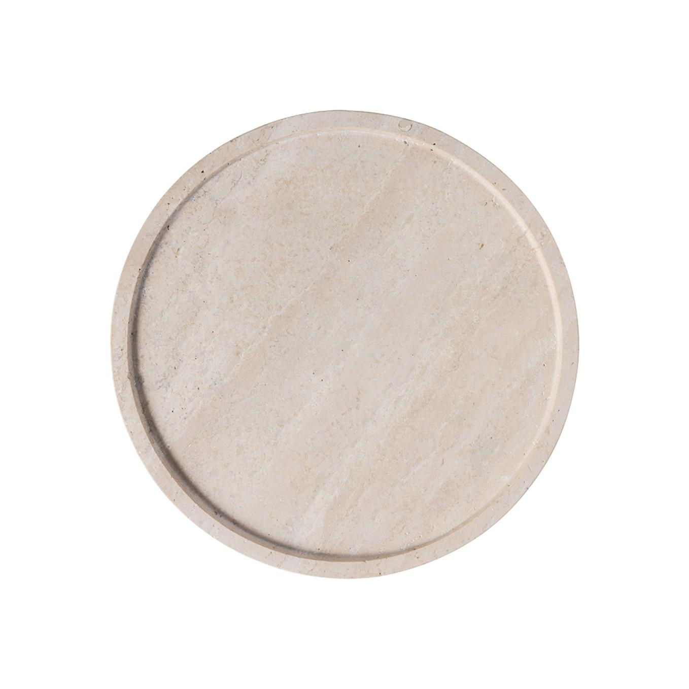 Servírovací podnos z přírodního kamene Manufacture Travertine, Ø 24,5 cm