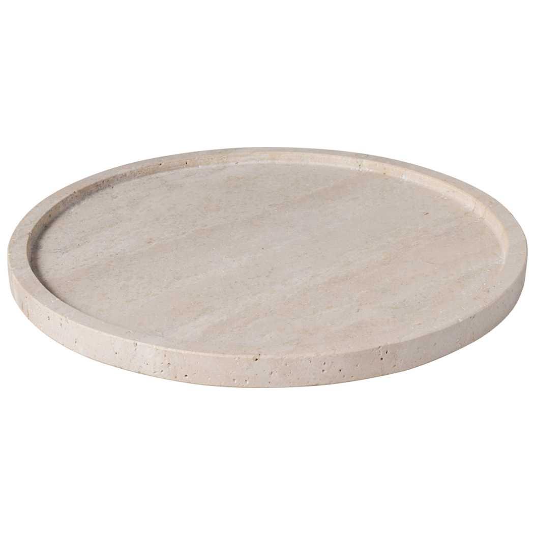 Servírovací podnos z přírodního kamene Manufacture Travertine, Ø 24,5 cm