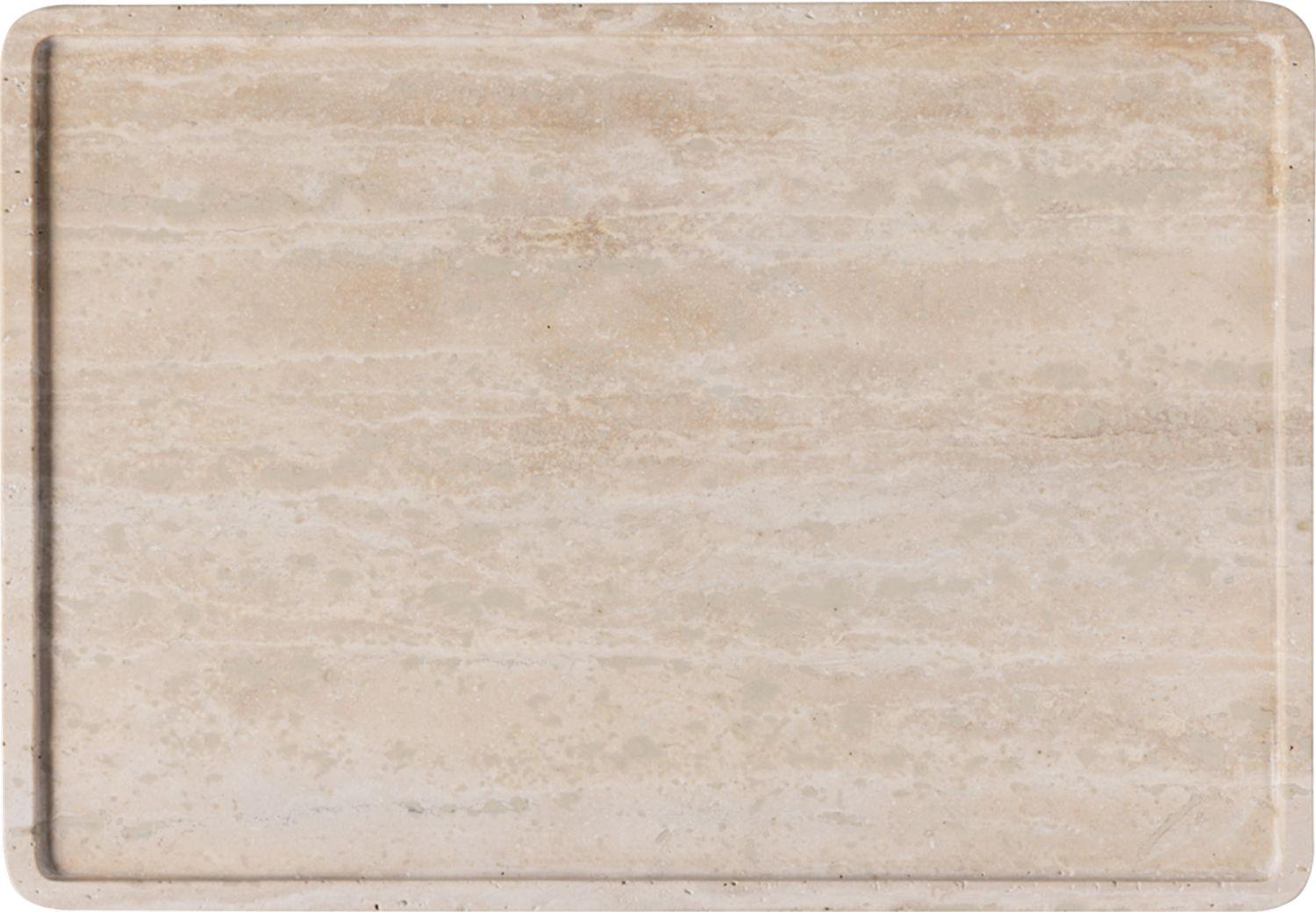 Servírovací podnos z přírodního kamene Manufacture Travertine, 40,5 x 28 cm