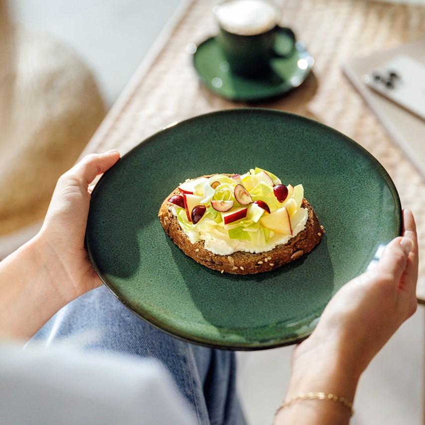 Kameninový dezertní talíř Lave vert, Ø 23,5 cm