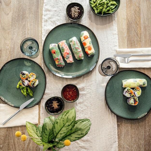 Kameninový servírovací talíř Lave vert, Ø 32 cm