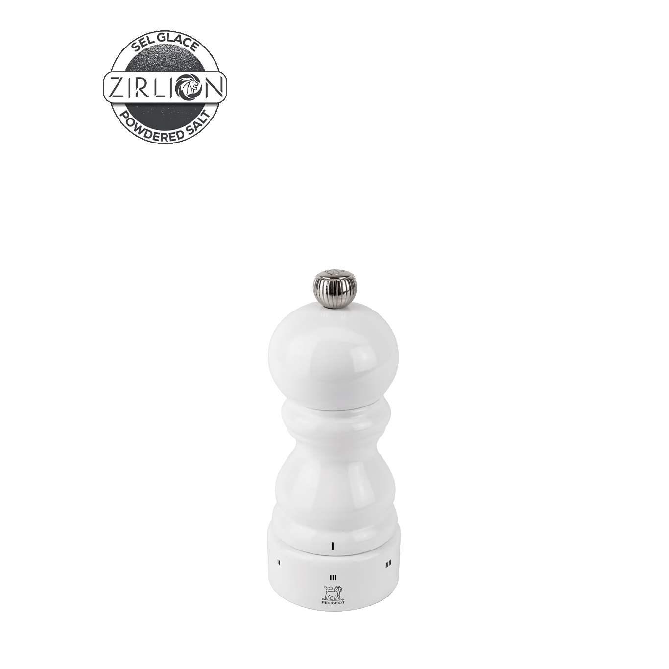 Dřevěný mlýnek Paris na sůl u’Select Zirlion, 12 cm, bílý lak