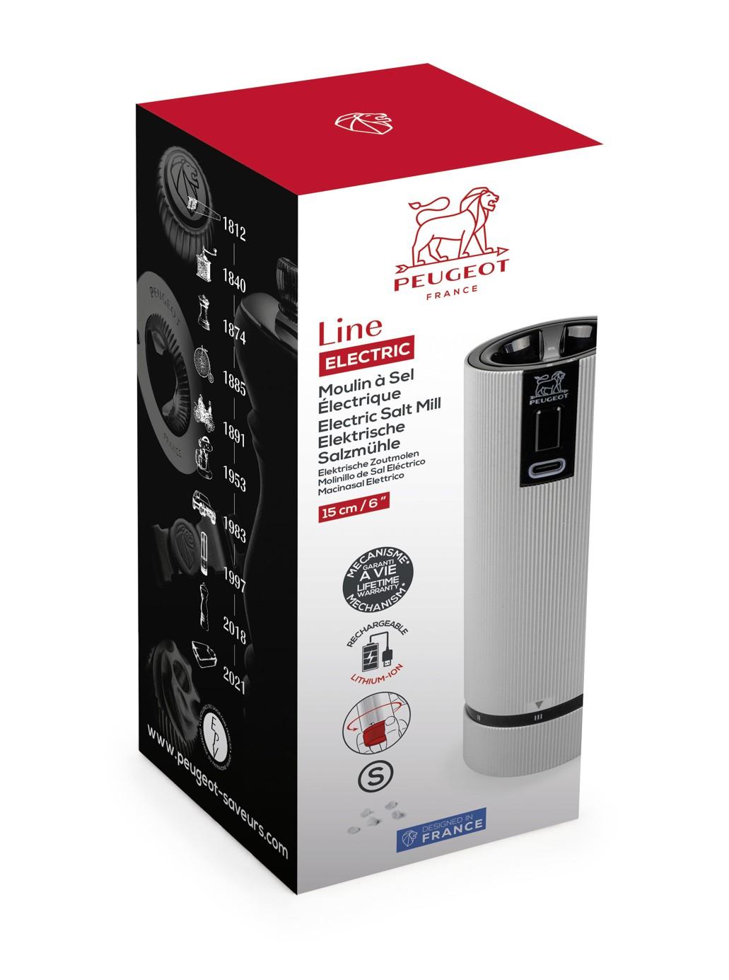 Elektrický dobíjecí mlýnek na sůl Line u´Select Zirlion, 15 cm, hliníkový