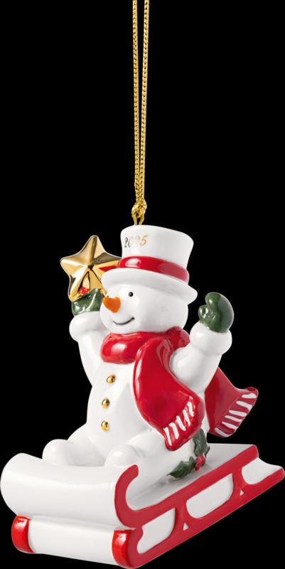 Závěsná porcelánová ozdoba Christmas Classics 2025, Sněhulák, 8,7 cm