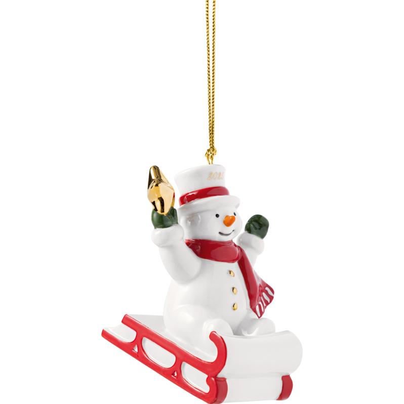 Závěsná porcelánová ozdoba Christmas Classics 2025, Sněhulák, 8,7 cm