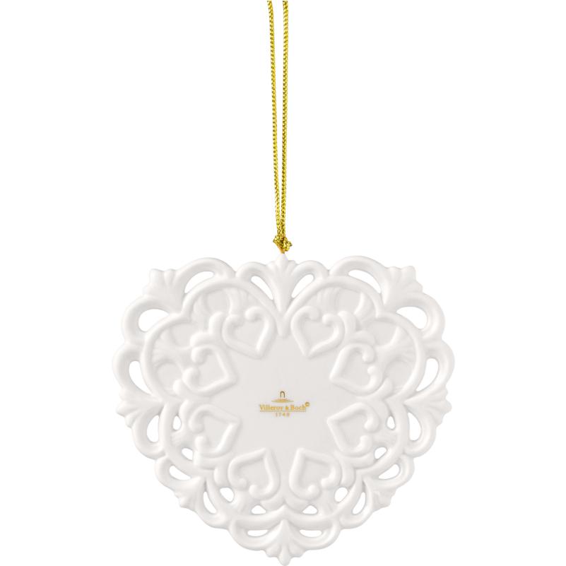 Závěsná porcelánová ozdoba Christmas Classics 2025, Srdce, 9,5 cm